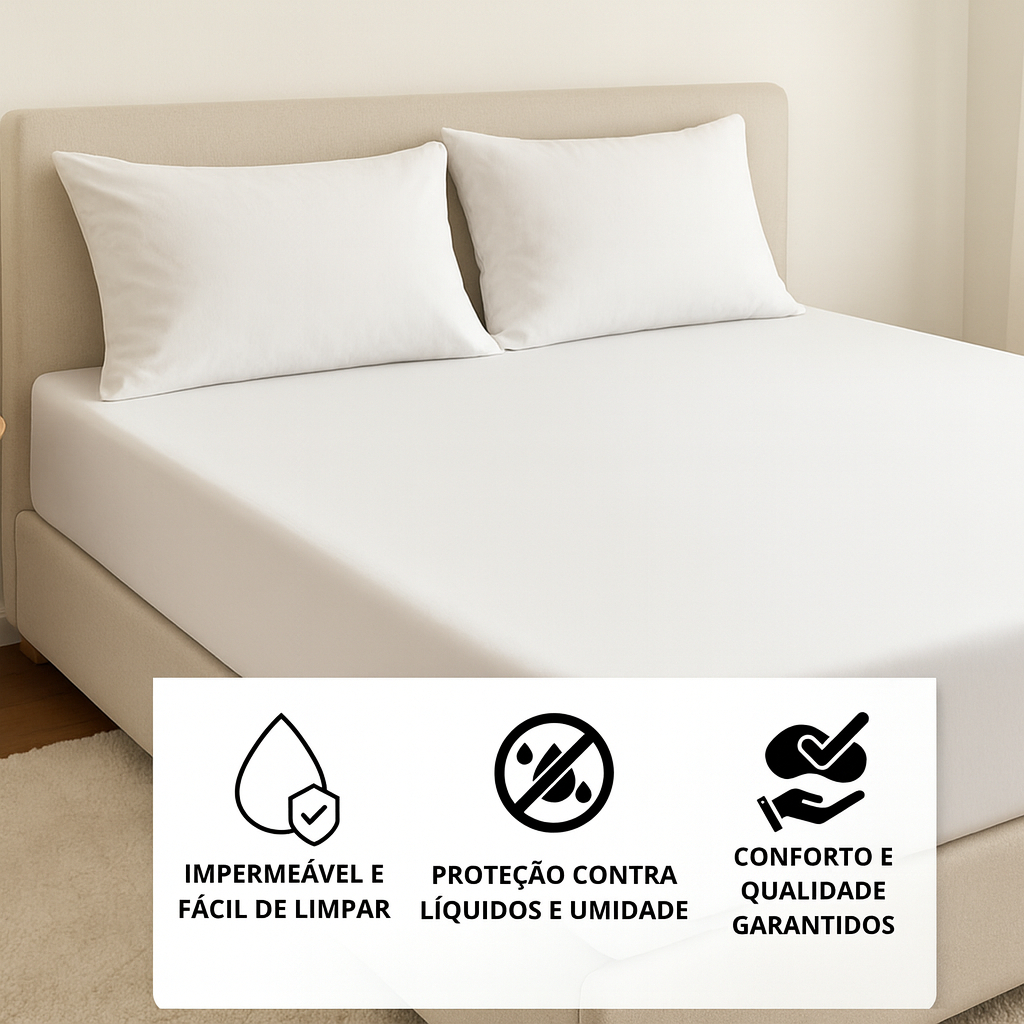 Capa Protetora Impermeável Para Colchão Premium Com Elástico Solteiro Casal Queen e King