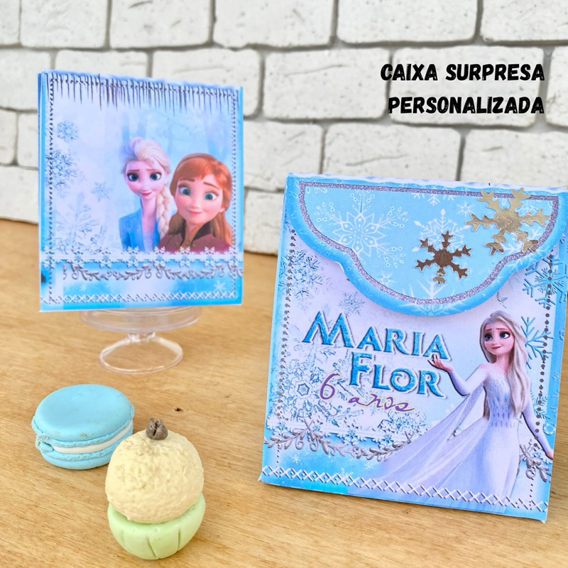 Caixa Surpresa Personalizada Frozen | Lembrancinha Festa Infantil | Fazemos Qualquer Tema Nome e Idade