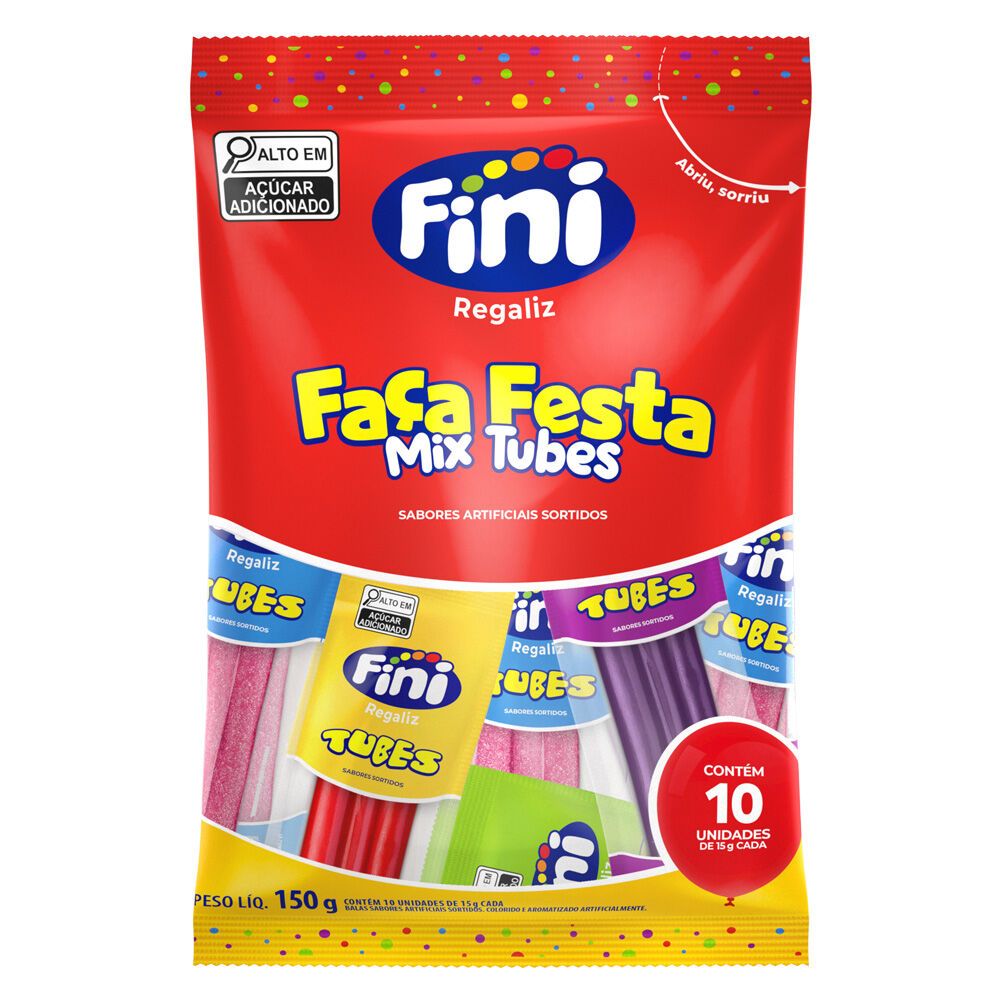 Tubes Faça Festa Mix com 10 pacotes de 15g cada - Fini Original/ envio rápido