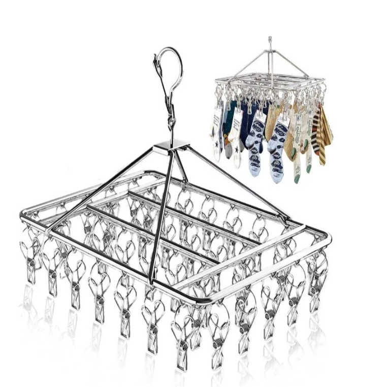 Varal 40 Prendedores Roupa Bebe Calcinha Cueca Dobrável InoxVaral 40 Prendedores Roupa Bebe Calcinha Cueca Dobrável Inox