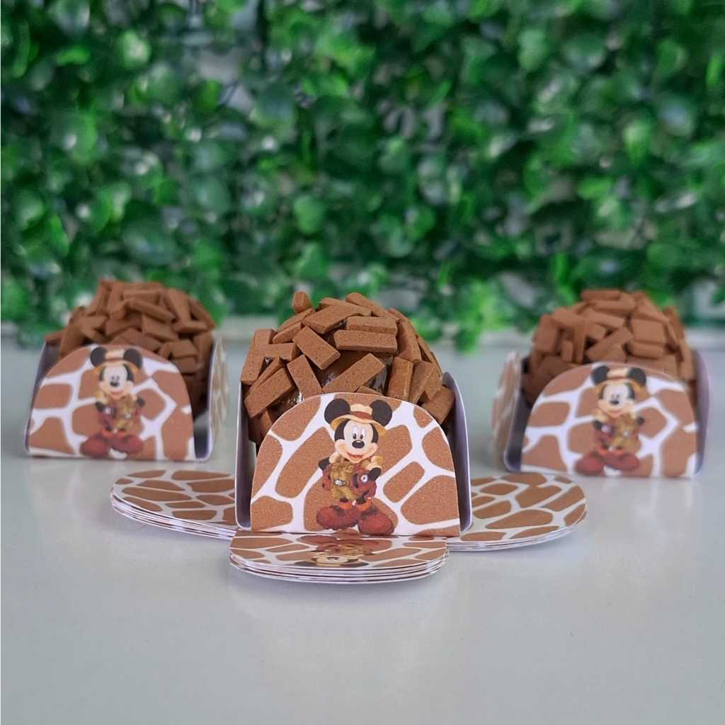 Mickey Safari Forminhas Personalizadas Temática para Doces Brigadeiro 4 Pétalas N°6 Festa Aniversário