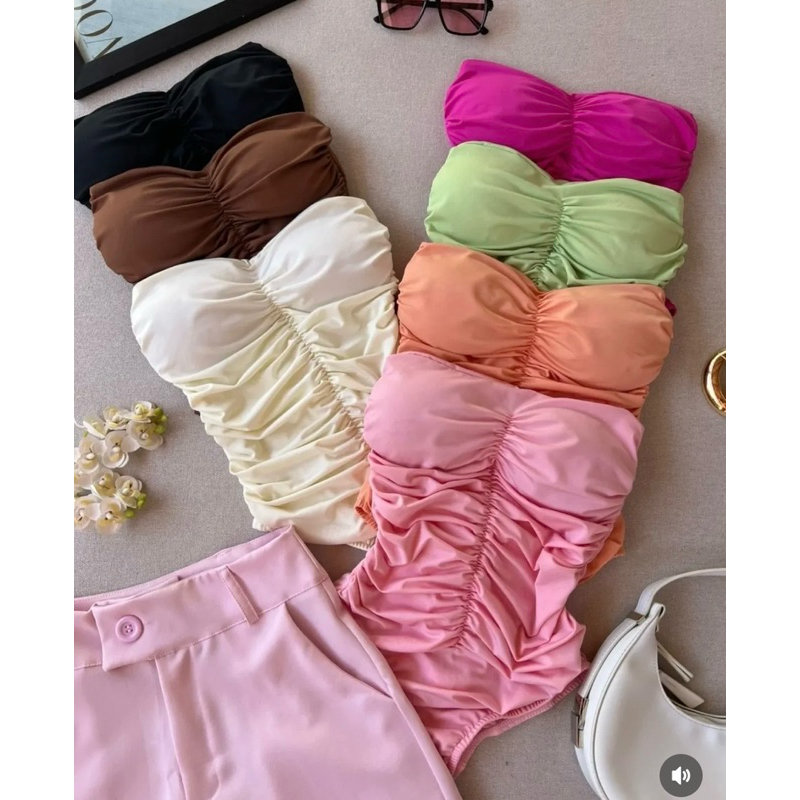 Body Feminino Tomara Que Caia com Bojo e Franzido Frontal Suplex Tendência em Oferta na Shopee