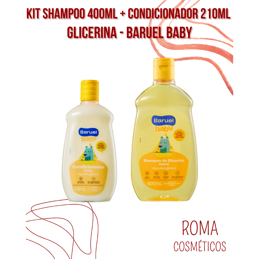 Kit Shampoo 400ml + Condicionador 210ml – Baruel Baby Glicerina em Oferta na Shopee
