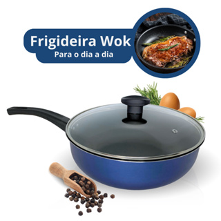 FRIGIDEIRA FUNDA WOK ANTIADERENTE Nº 26 AZUL ALUMÍNIOS PORTELA em Oferta na Shopee