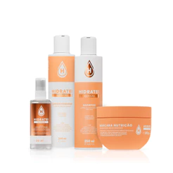 Kit Linha Nutrição Completa Hidratei: Shampoo + Condicionador + Máscara + Óleo Capilar Ressecados