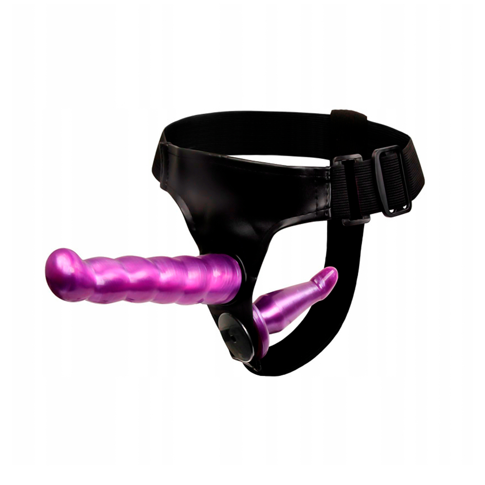 Cinta Peniana Dupla Cintaralho Em Couro Com 2 Prótese Pênis Silicone YJ-23 em Oferta na Shopee