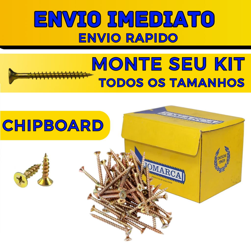 MONTE SEU KIT Parafuso para Madeira MDF Philips Chipboard 100uni Parafusos em Oferta na Shopee