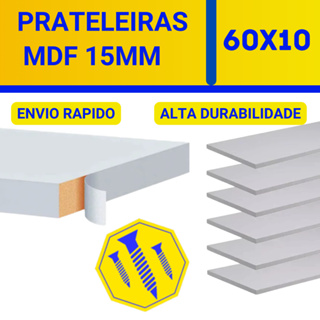 Prateleira Lisa Mdf 15mm Branco 60x10 Cm C/Suporte Invisível Decorativa Organização Prateleira suspensa em Oferta na Shopee