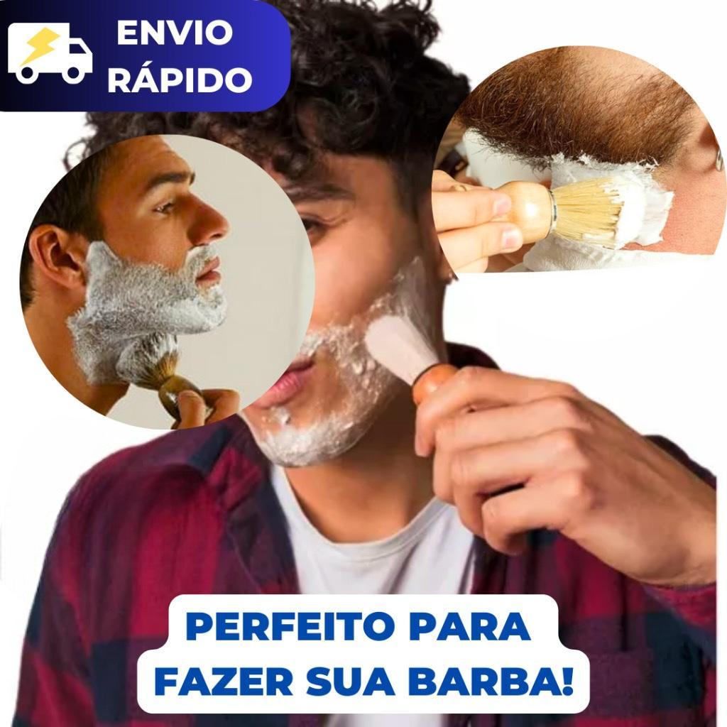 Pincel Escova para Barba com Cerdas Sintéticas Macias – Profissional em Madeira