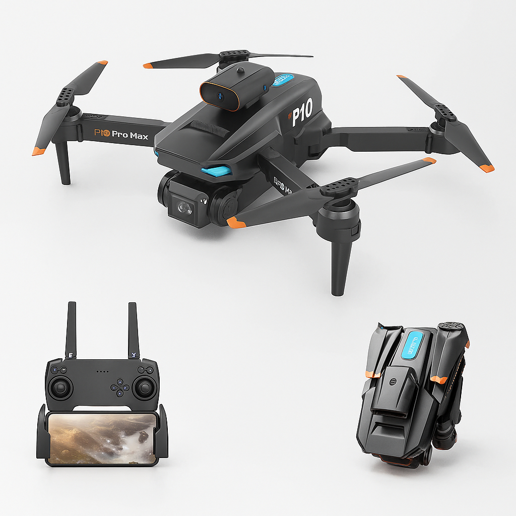 Drone P10 Câmera Dual Profissional 8K Wifi FPV 5G Sensores Anti Colisão Dobravel Estável Manobras