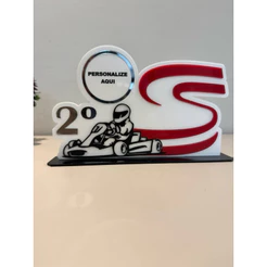 Troféu de Kart Personalizado Acrílico 🏎️ S do Senna com Colocação Dourado Prata Bronze – 20cm
