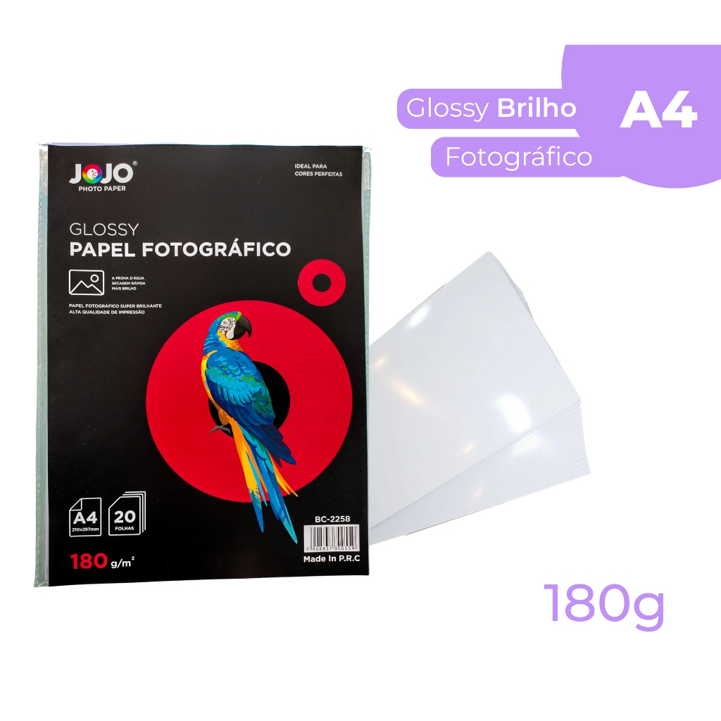 Papel Fotográfico Glossy Brilhante 180g A4 Jojo 20 Folhas 40 Folhas 60 Folhas Papel Glossy para lembrancinhas