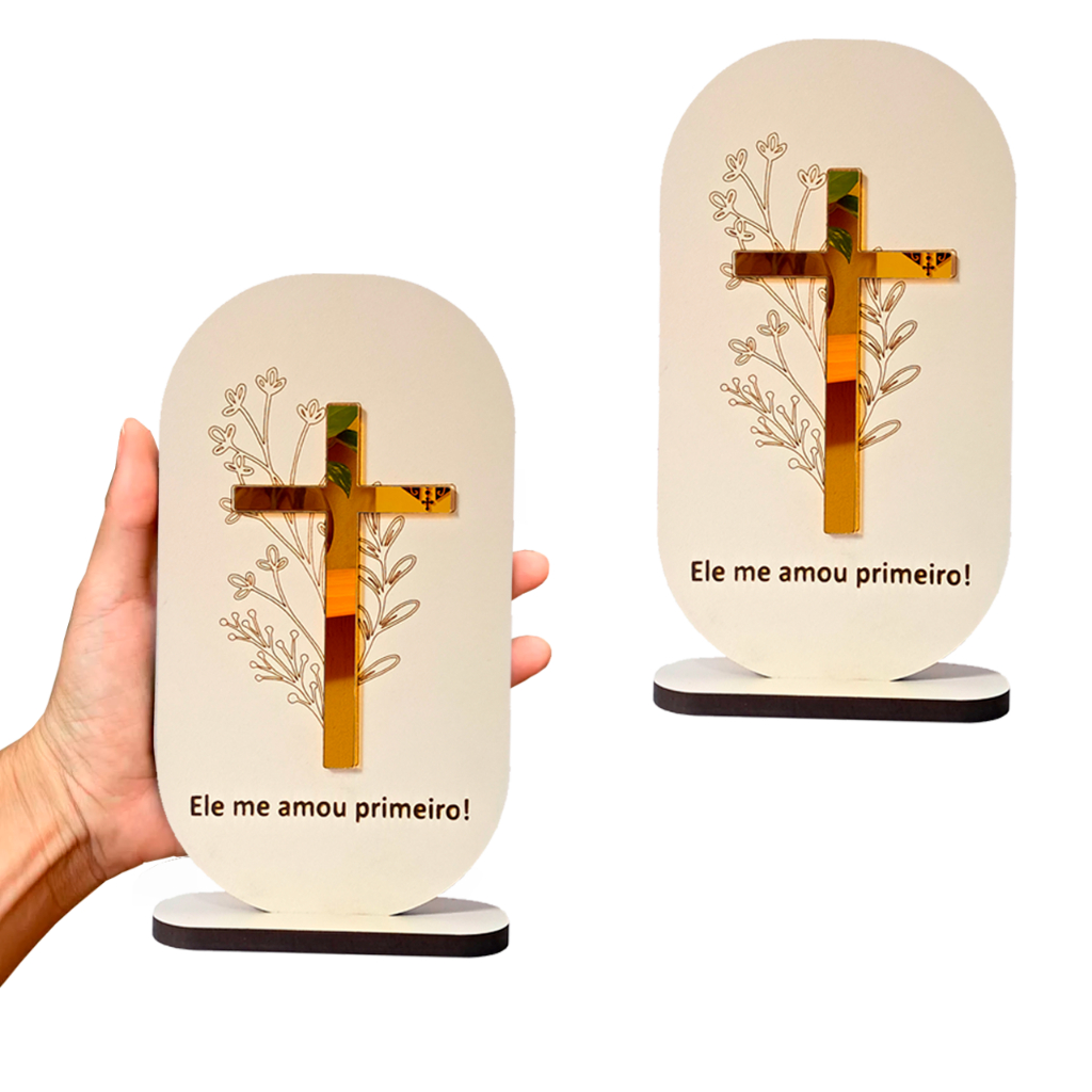 Crucifixo de Mesa em Mdf e Acrílico Espelhado, Jesus, Enfeite Religioso, Decorativo, altar, Presente em Oferta na Shopee