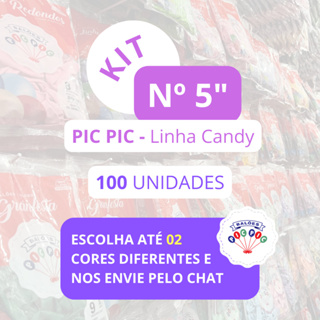 Balão Bexiga de festa N° 5 - Pic pic Candy , kit com 2 pacotes de 50 unidades cada. em Oferta na Shopee