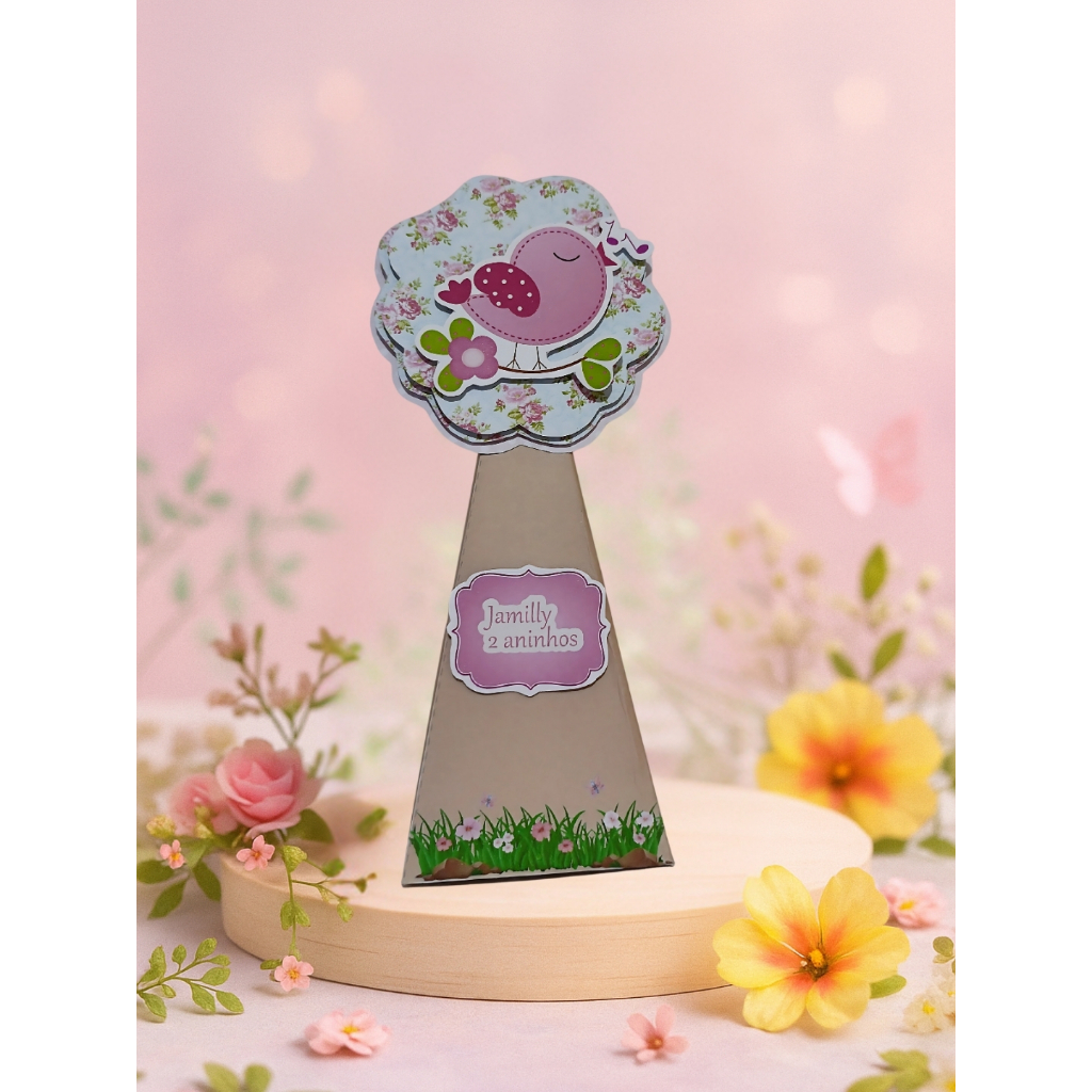 Caixa Pirâmide Jardim Encantado  Semi Montada - Lembrancinhas Personalizadas - Papelaria Personalizada