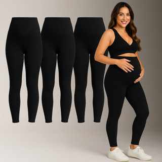 Kit 3 legging gestante calça grávida alto conforto sustentação suporte barriga roupa maternidade suplex fitness. sports em Oferta na Shopee