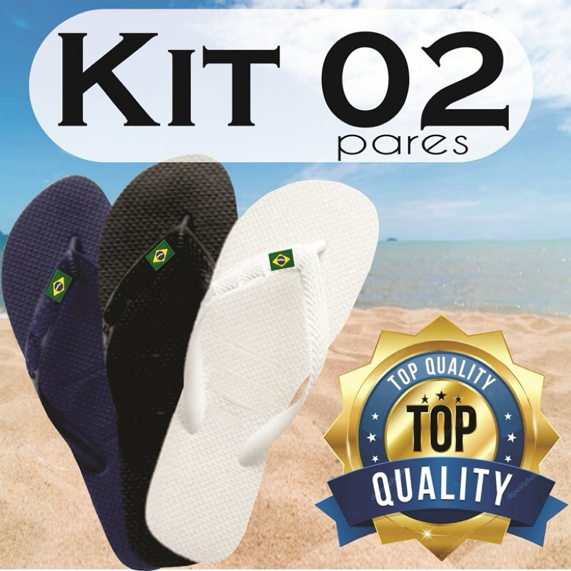 KIT 02 PARES CHINELO UNISSEX BANDEIRINHA MASCULINO TRADICIONAL em Oferta na Shopee