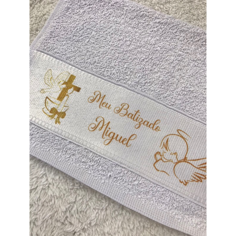 Toalha batizado Estampada personalizada 24x38cm em Oferta na Shopee