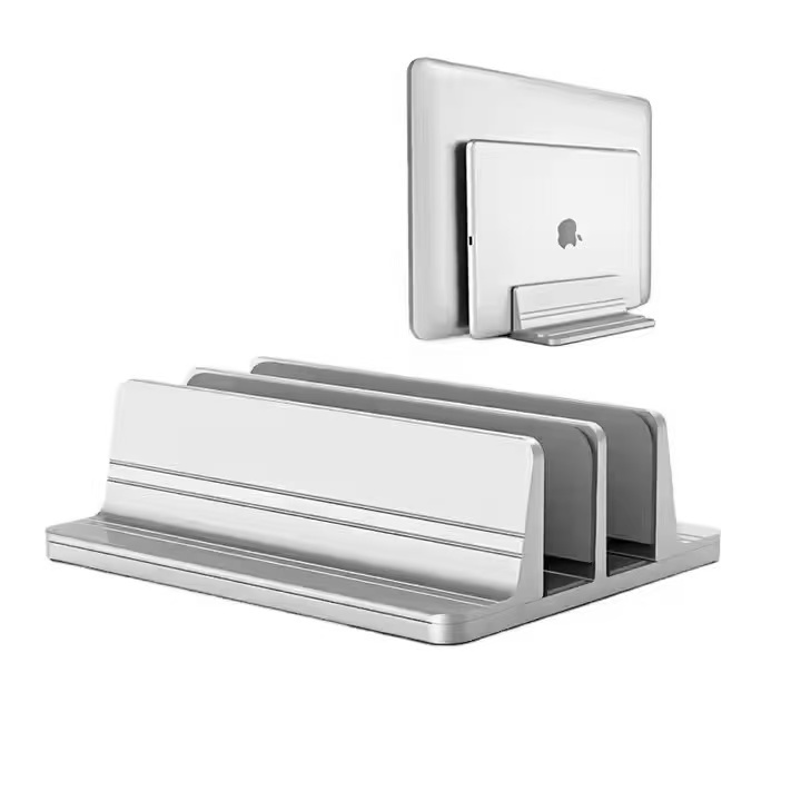 Suporte De Mesa Aluminio Vertical Duplo Ajustável Para Notebook Tablte Celular