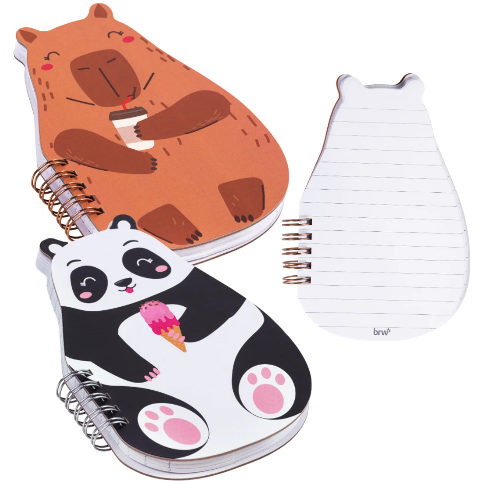 CADERNO BLOCO DE NOTA ZOO 100X156 80 FOLHAS URSO PANDA E CAPIVARA BRW