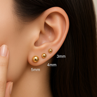 Trio de Brincos Bolinha Aço Inox 3mm 4mm 5mm | Antialérgico | Não Escurece | Pode Molhar em Oferta na Shopee