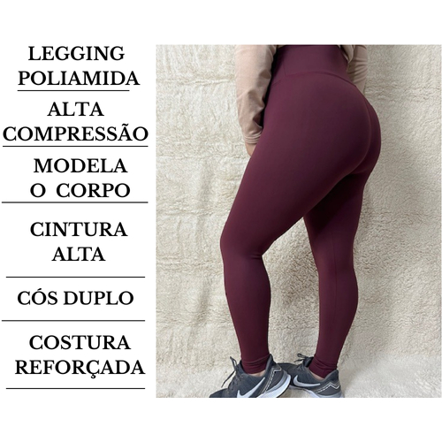 Calça Legging Poliamida Alta compressão cintura alta em Oferta na Shopee