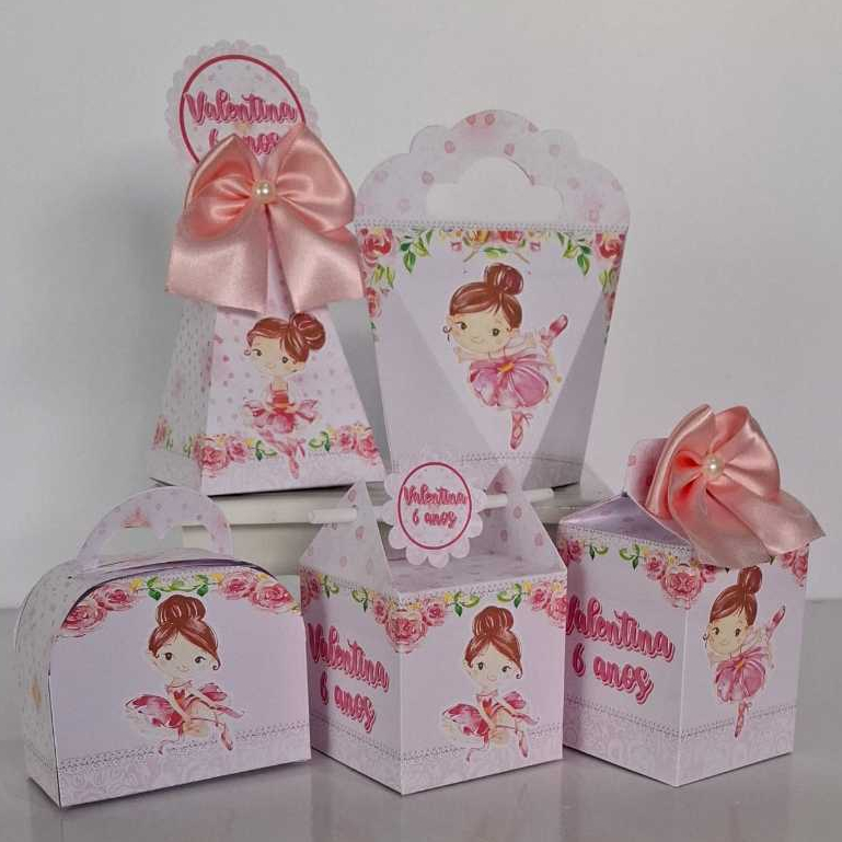 PEGUE E MONTE - KIT FESTA CAIXINHA PERSONALIZADAS LEMBRANCINHA BAILARINA em Oferta na Shopee