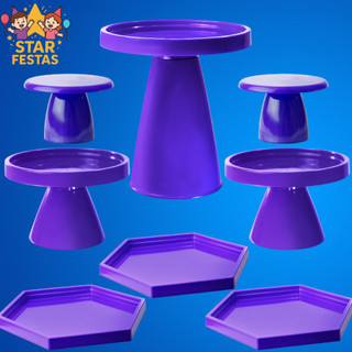 Kit Festa Minimalista - 1 Boleira Minimalista G , 2 Boleiras Minimalistas , 2 Mini Cakes Slim e 3 Sextavadinha
