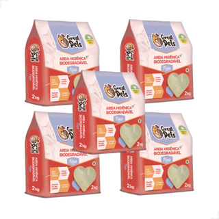 KIT 5 Areias Para Gatos Biodegradavel Mandioca Milho Fina Grossa 10kg - Great Pets em Oferta na Shopee