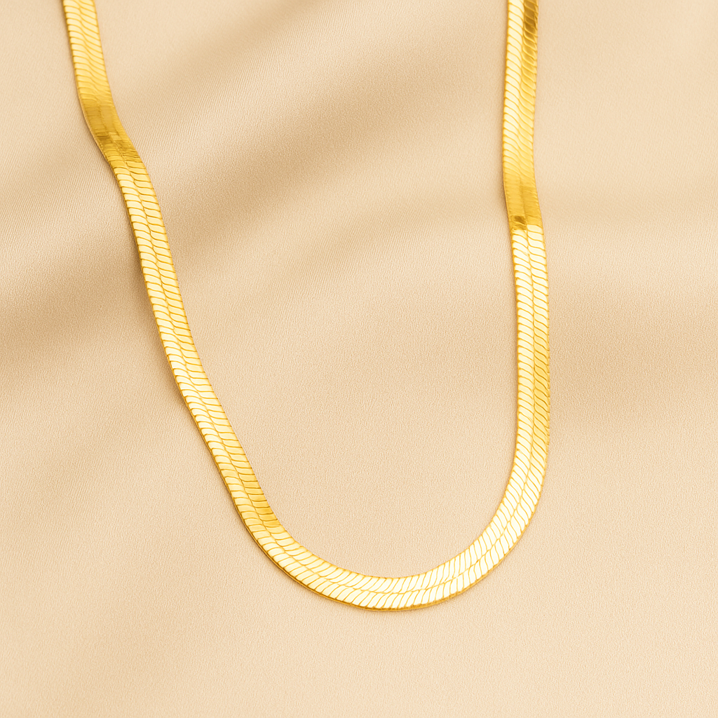 Colar Dourado Fita Larga Feminino Corrente Choker Folheada a Ouro 18k