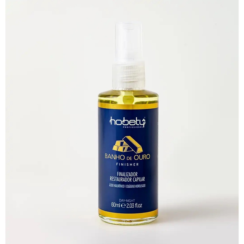 Hobety Finalizador Banho de Ouro 60ml Finalizador Capilar Anti Frizz Brilho Maciez Profissional