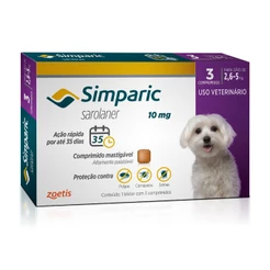 Simparic Antipulgas e Carrapatos para Cães de 2,6 a 5kg 3 Comprimidos 10mg Zoetis