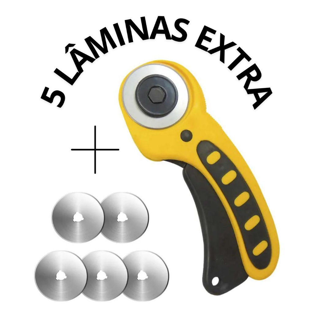 CORTADOR CIRCULAR 45MM LANMAX + 5 LÂMINAS EXTRA - TECIDO/PAPEL/EVA/FELTRO/ARTESANATO em Oferta na Shopee
