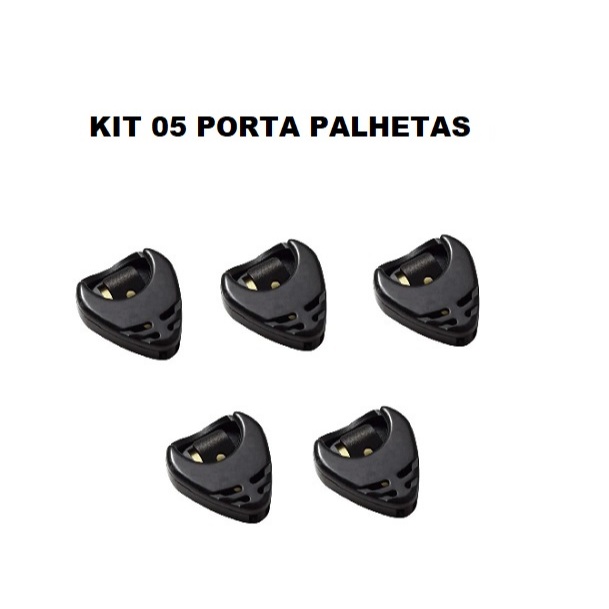 Kit 05 Porta Palhetas Preto Adesivo Colar Violão Guitarra
