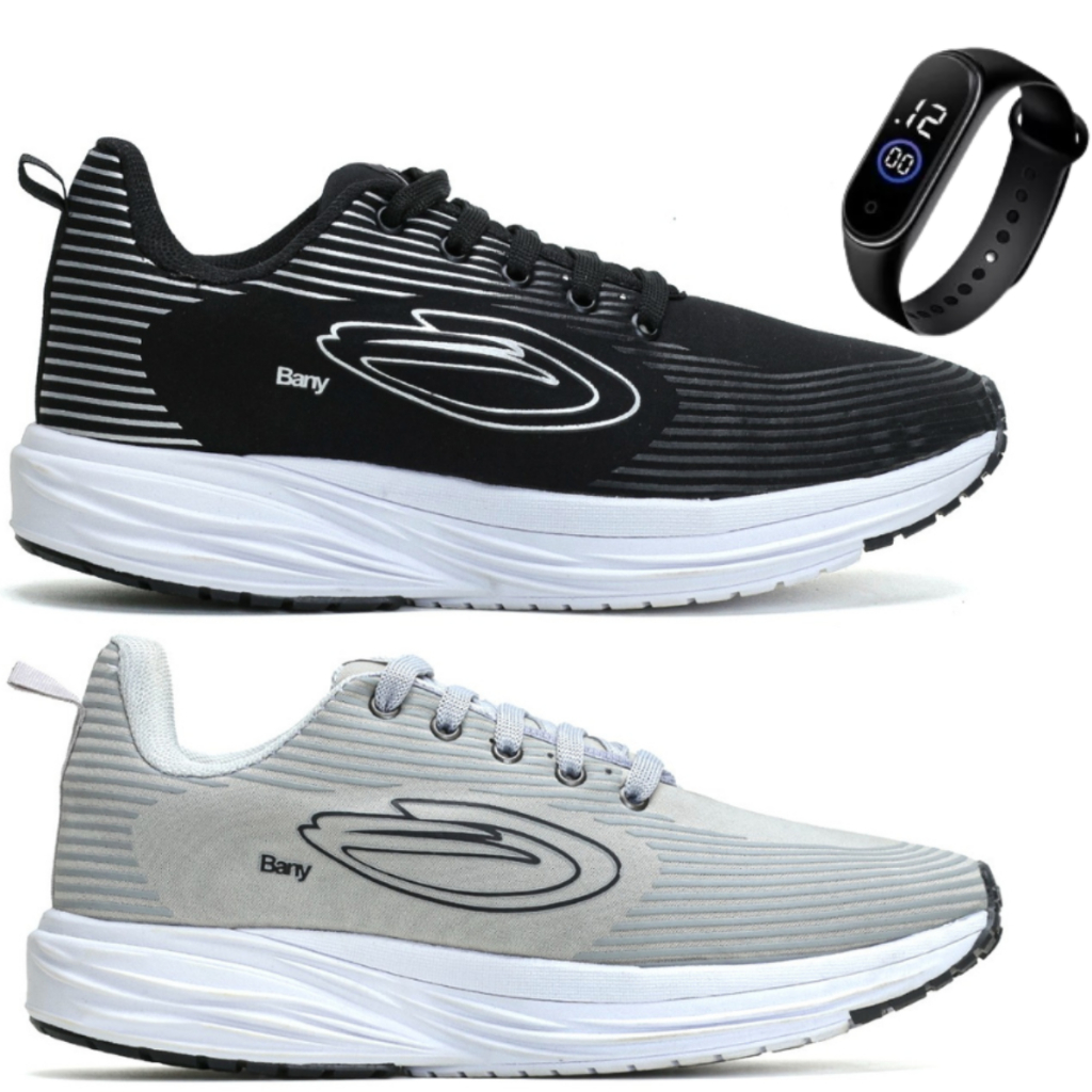 Combo 2 Pares Tenis Masculino Academia Corrida Esportivo Leve Respirável Confort + Relógio