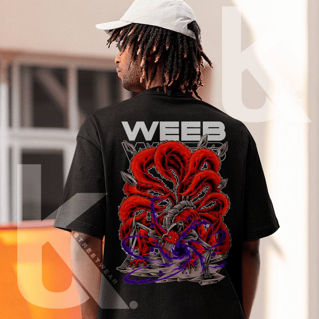 Camiseta Oversized Streetwear Anime Naruto Bijuu 5 Caldas Moda Geek Mangá Casual Confortável para Musculação