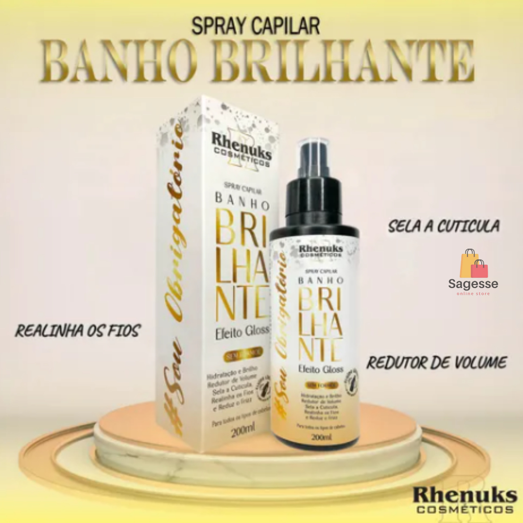 Kit com 2 Banho Brilhante + 3 Meu Liso Minha Vida 200ml Spray Rhenuks