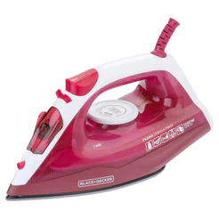 Ferro de Passar Roupas Elétrico a Vapor Black&Decker Base Antiaderente Branco e Rosa FX2250 110/127V