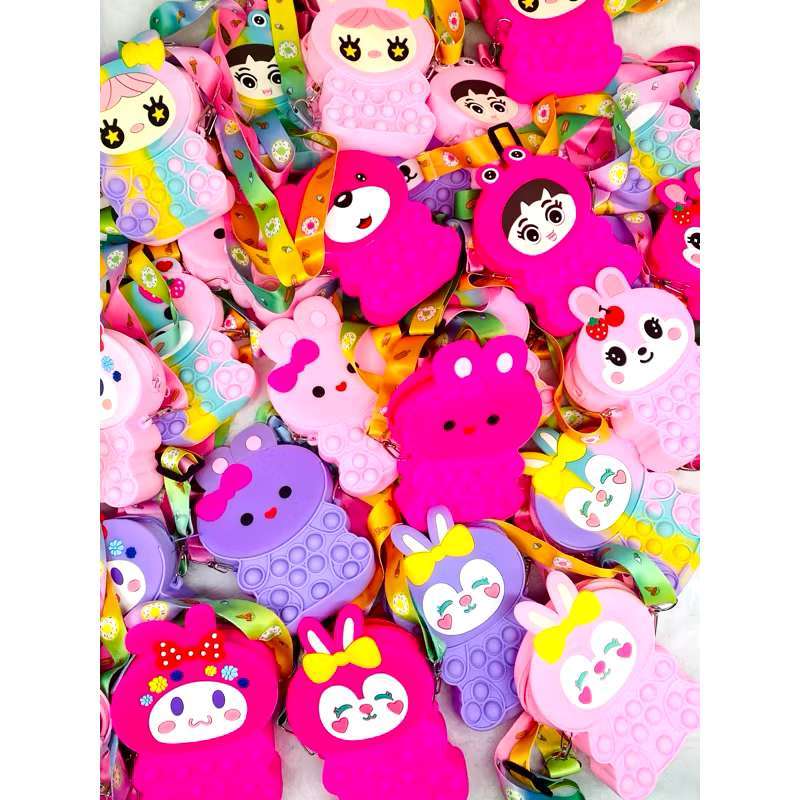 Bolsa Pop It Infantil Silicone Da Moda Carregadores Maquiagens Bolsinha Silicone Fofa Atacado
