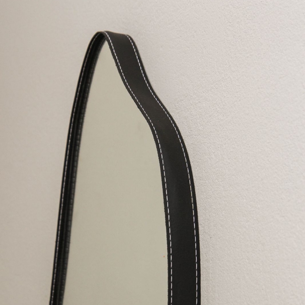 Espelho Orgânico Com Couro Modelo Flame 40x95cm Decoração de Quarto Sala Banheiro Salão Moderno · foto 2