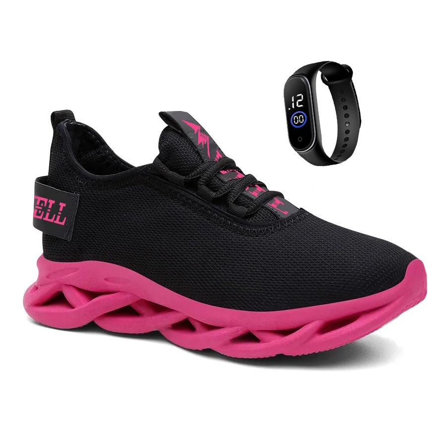 Tênis Feminino Esportivo Academia Caminhada Corrida Treino Atividades Físicas + Relógio Digital em Oferta na Shopee