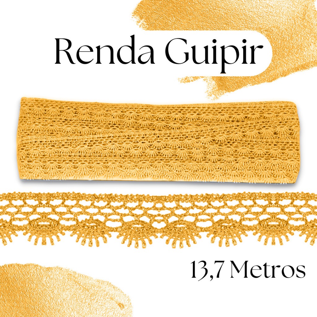 Renda Guipir 20mm Rolo com 13,7 Metros Acabamento Decorativo para Costura e Artesanato | CHL-428 |AV