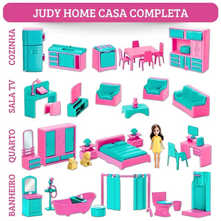 Casa Completa Da Judy Home Kit Quarto Banheiro Sala Cozinha Com Boneca - Samba Toys - em Oferta na Shopee