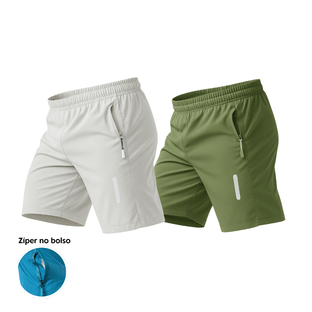 Kit 2 Bermuda Tactel Masculina Fresca Leve Corrida Praia Academia Short Masculino Academia Ziper Treino