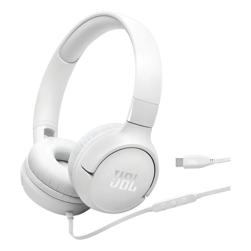 Fone De Ouvido Jbl Tune 520c Com Fio Usb-c Microfone Branco