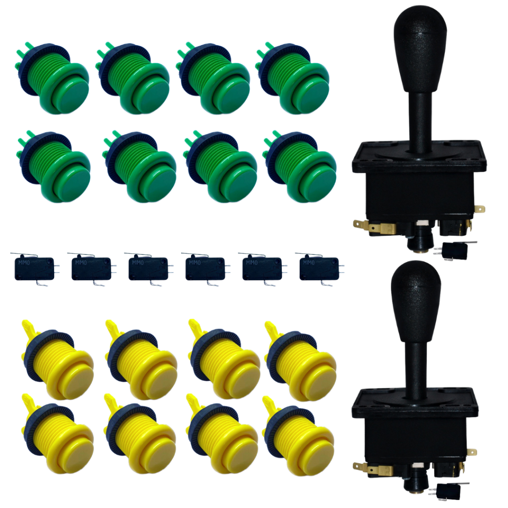 Kit 16 Botões Nylon Arcade Fliperama 2 Comando Coloridos Joystick