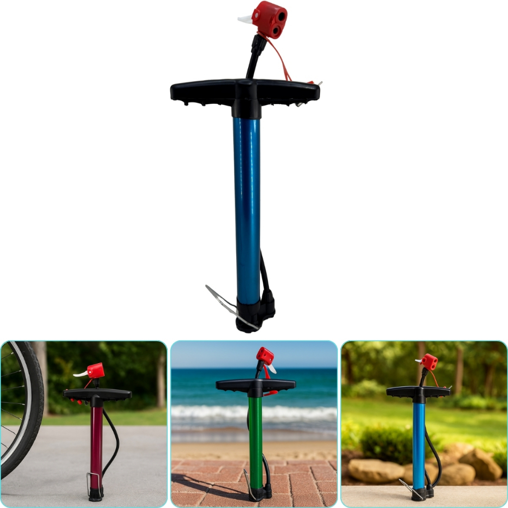 Bomba de Ar Manual Acompanha com 3 Bicos Adaptadores Para Inflar Diversos Produtos Como Pneus Bola Boia Entre Outros