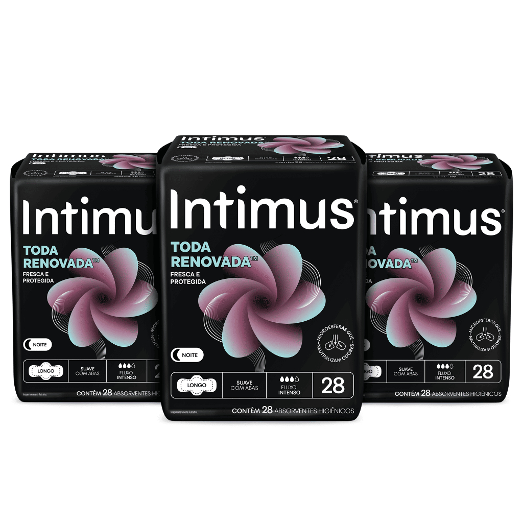 Kit 3 - Absorvente Intimus® Toda Renovada Noturno C/Abas 28 Un em Oferta na Shopee