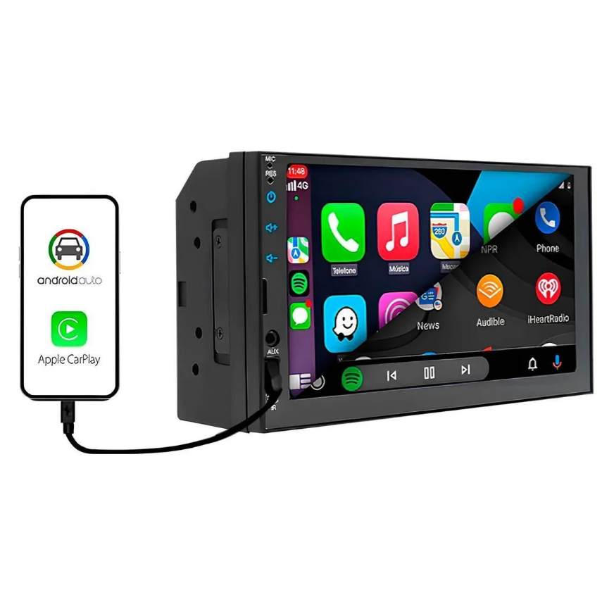 Multimídia Mp5 2din 7" Carplay e Android Auto Espelhamento Usb Bluetooth H-Tech 3625CA