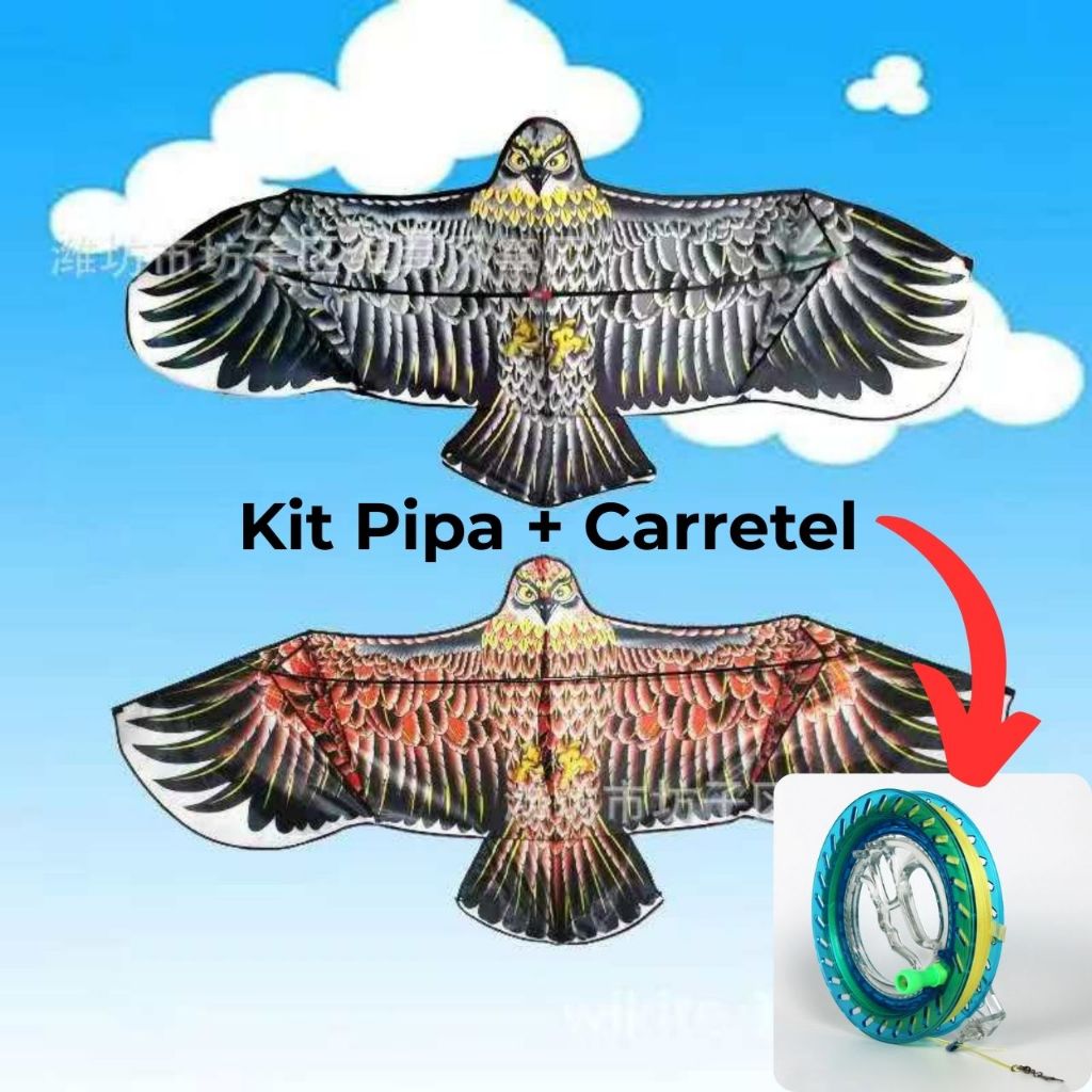 Kit Pipas 3D Plana Águia Grande Com Carretel Pássaro Para Crianças Windsock Brinquedos Ao Ar Livre